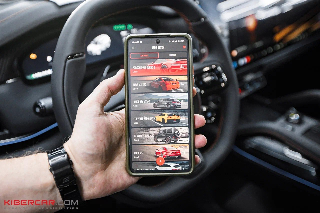 Приложение THOR на смартфоне выбор звука выхлопа Porsche BMW Audi