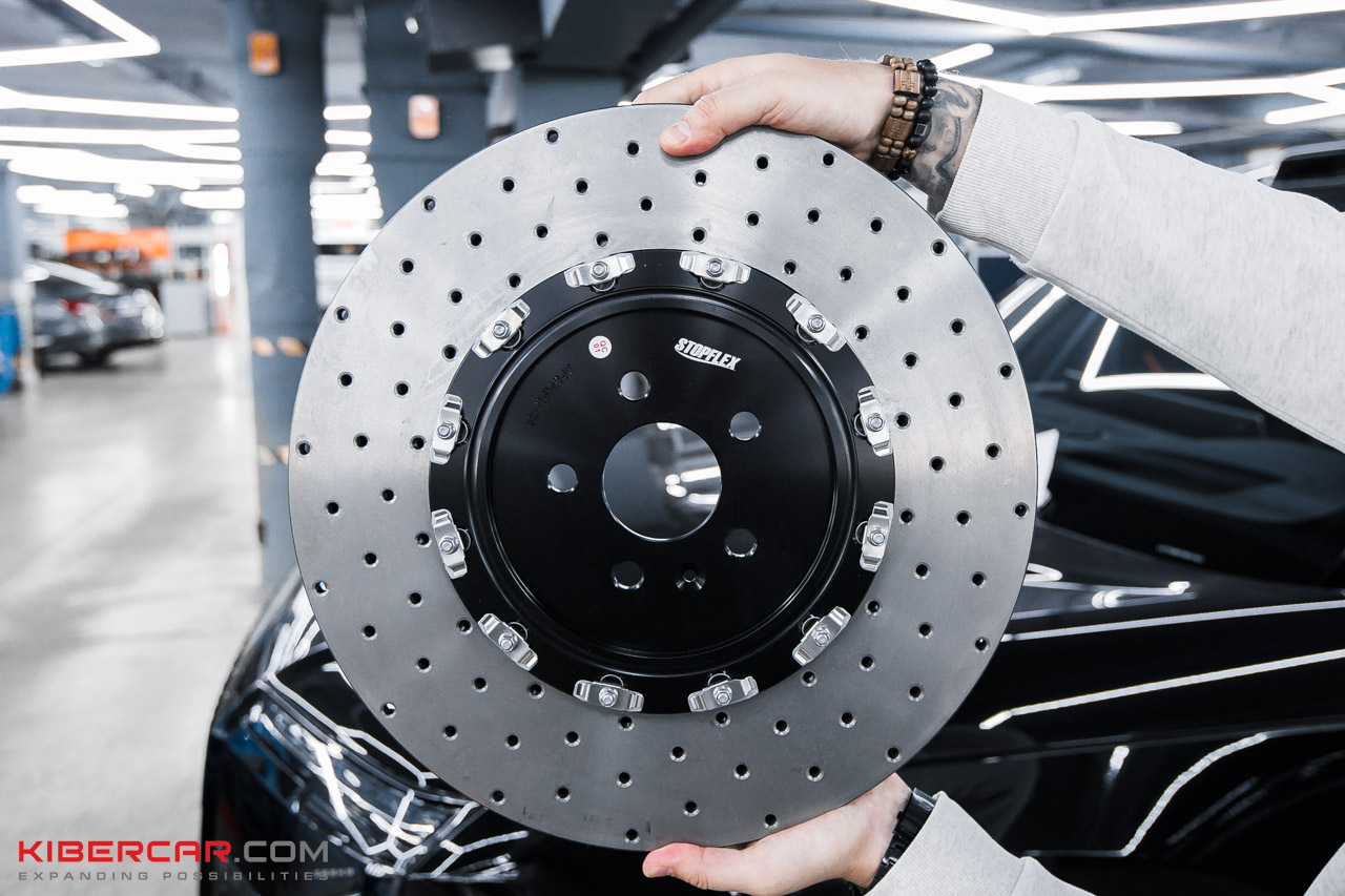 Перфорированный тормозной диск Stopflex с черным центральным фланцем для Zeekr 9X