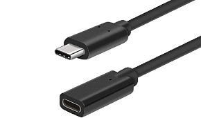 Кабель удлинитель GSMIN C10 Type-С (Male) - Type-C (Female) USB 2.0 480Mbps, 5-20В, 3А, 60Вт (0.5 м) (Черный)