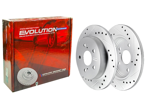 Задний тормозной диск Evolution с перфорацией и насечками в покрытии GEOMET для Lexus ES VII, NX II, UX I, Toyota C-HR I, Camry (XV70), RAV4 (XA50)