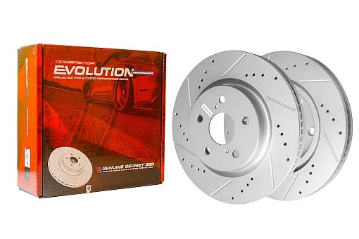 Передний тормозной диск Evolution с перфорацией и насечками в покрытии GEOMET для Lexus ES VII, NX II, UX I, Toyota C-HR I, RAV4 (XA50), Camry (XV70)