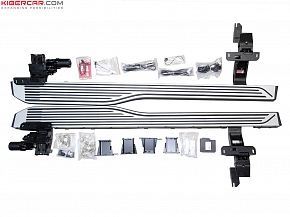 Электрические пороги для Mercedes-Benz GLE 2019+  (тип 1)  + стац. накладки порогов (текстура)