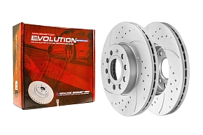 Передний тормозной диск Evolution с перфорацией и насечками в покрытии GEOMET для Audi A3, SEAT Leon, Skoda Octavia, Superb, Yeti, Volkswagen Golf, Jetta, Scirocco