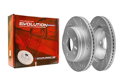 Передний тормозной диск Evolution с перфорацией и насечками в покрытии GEOMET для Dodge RAM IV