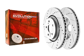 Передний тормозной диск Evolution с перфорацией и насечками в покрытии GEOMET для Lexus ES VII, RX IV, Toyota Camry (XV70), RAV4 (XA50)