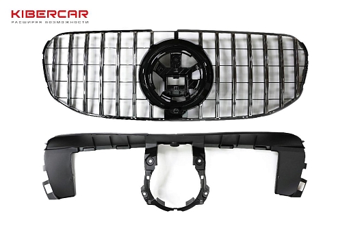 Решетка радиатора Mercedes-Benz GLS X167 2019- н.в. GT Черная (с кронштейном) (1кат)